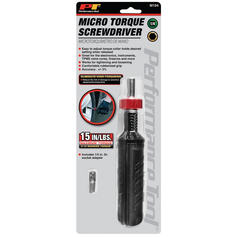 Performance Tool M194 Adjustable Micro Torque Screwdriver (3-15 inch/lbs) - Image 5